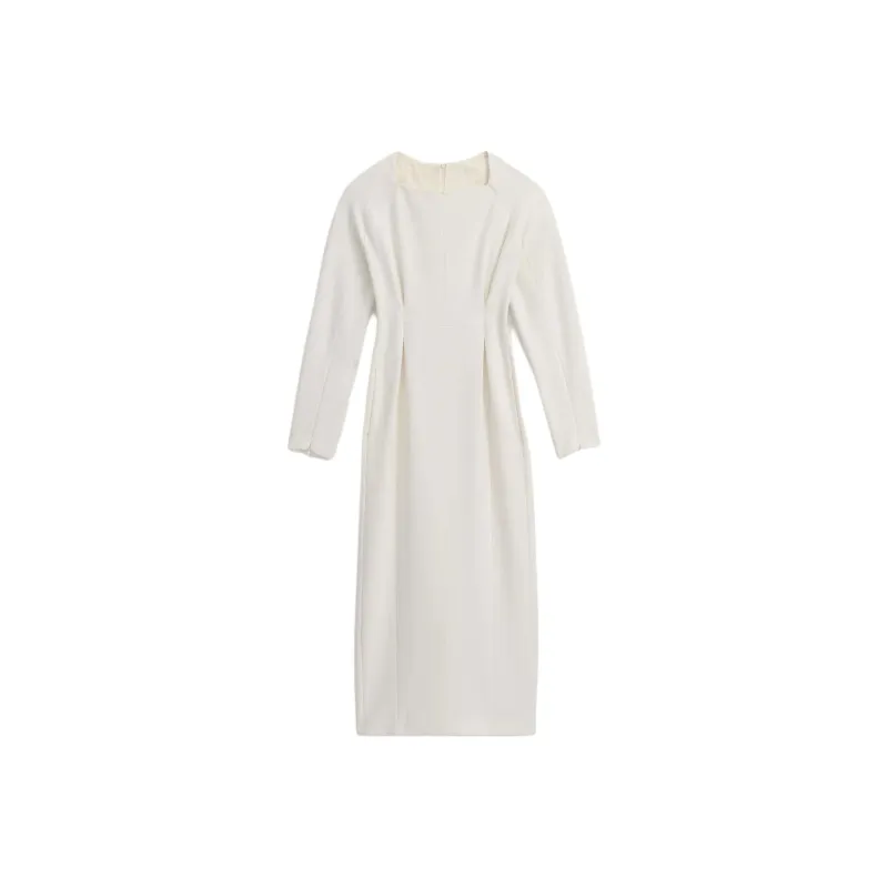 ZARA Long-Sleeved Dresses Women's Gray White-0