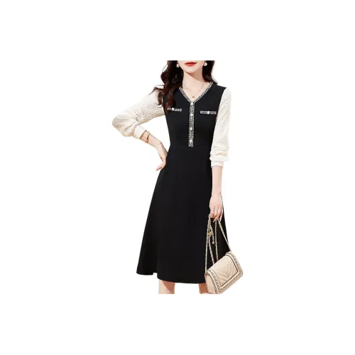 Mo Han Yi Mei Long Sleeved Dress Women's Black