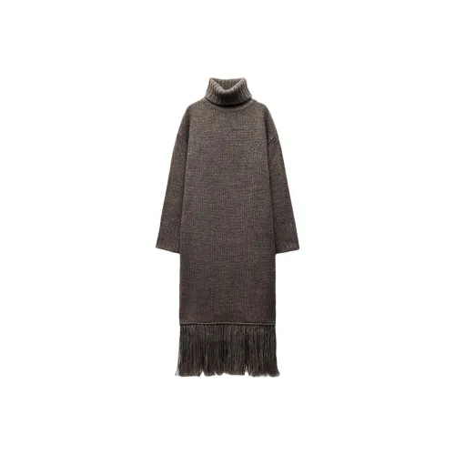 ZARA Long-Sleeved Dresses Women's Mall Gray