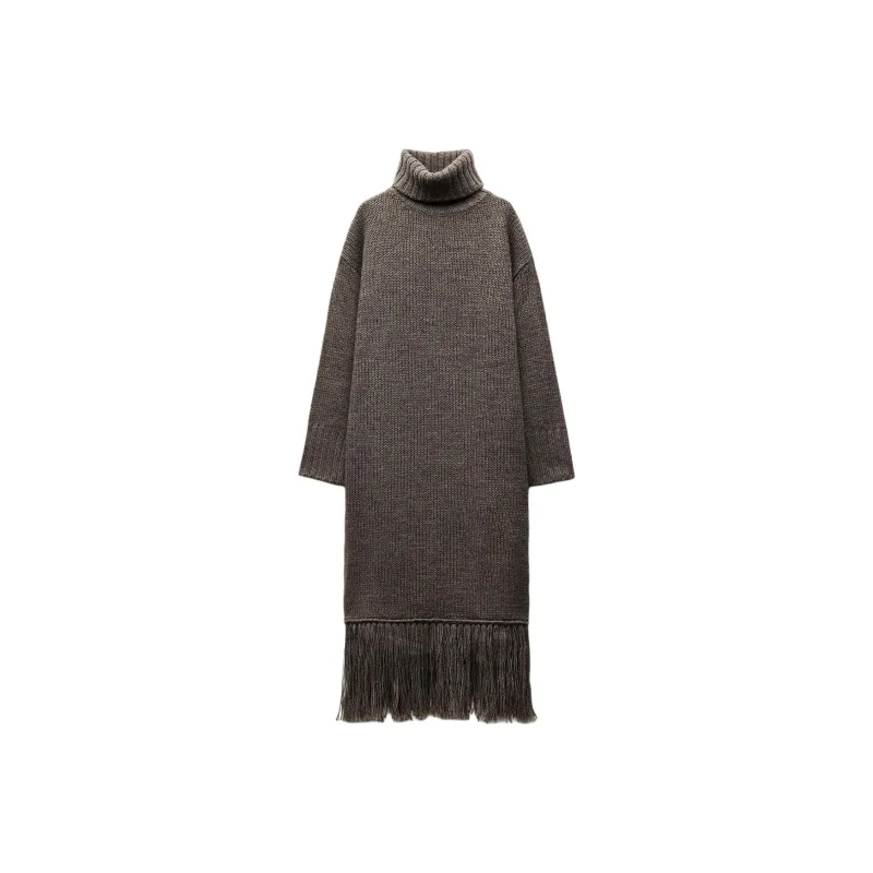 ZARA Long-Sleeved Dresses Women's Mall Gray-0