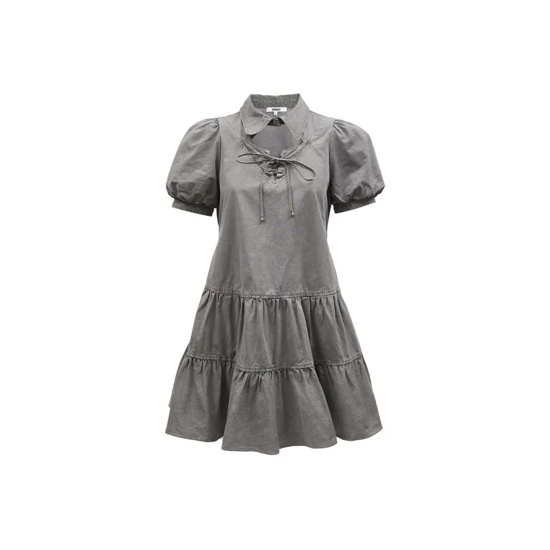 ONLY Short Sleeved Dress Women's E39 Handsome Black-0