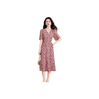 Mylan Short Sleeved Dress Cinched Waist Women's