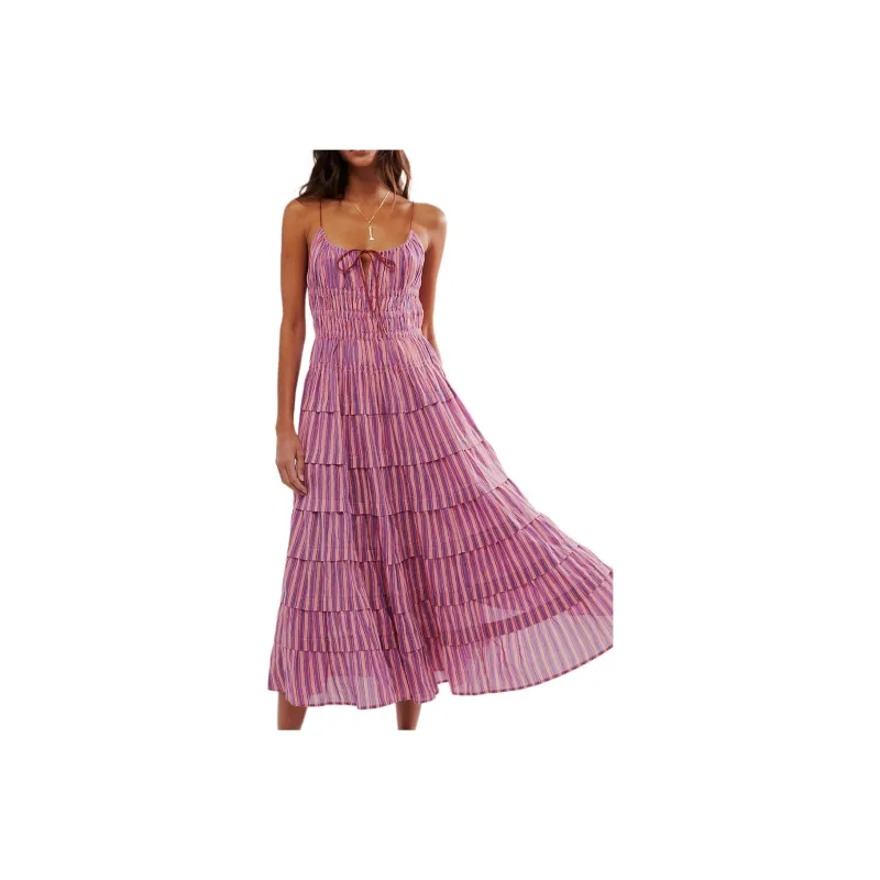 FREE PEOPLE Going Steady Midi Dress Slip Dresses Women's Hot Pink/Pink-0