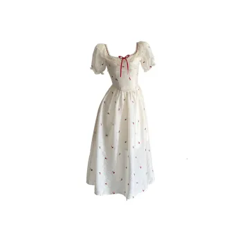 GLEE DIARY Short Sleeved Dress Women's White