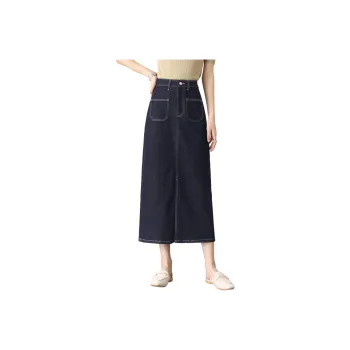 HIPPIEMISS Denim Long Skirt Women's Normal Washed Blue