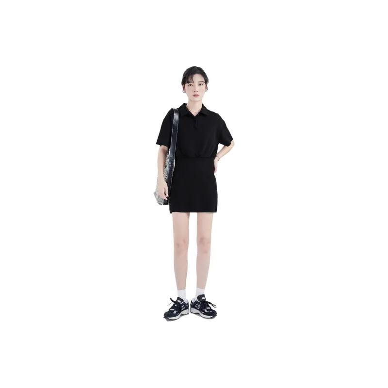 Gui'er Short-Sleeved Dresses Women's Black-0