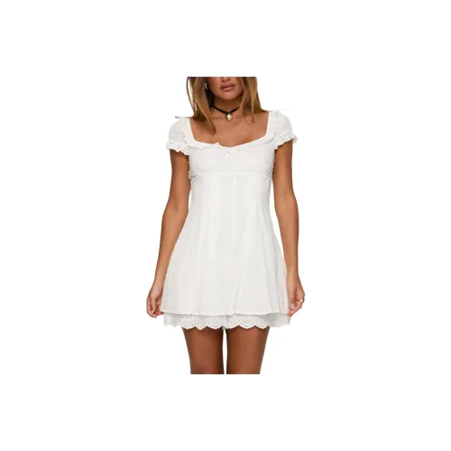 PRINCESS POLLY WANT YOUR LOVE PLAYSUIT Short Sleeved Dresses Women's White/White