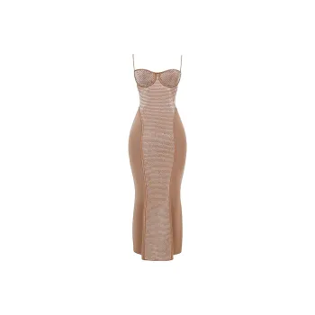 HOUSE OF CB BONITA Slip Dresses Women's CAFE/Coffee