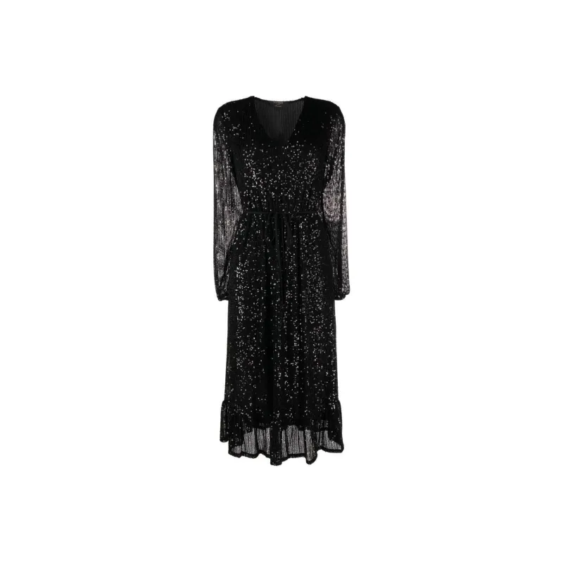 Twinset Sequin embellished Fine ribbed Midi Dress-0
