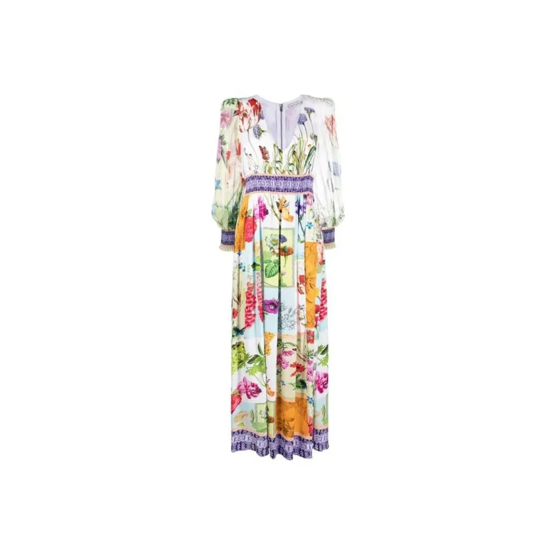 ALICE+OLIVIA Bellami V neck Long Dress-0