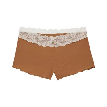 Victoria's Secret For Love & Lemons Eisley Ribbed Knit Short/Brown Casual Shorts Women's Brown