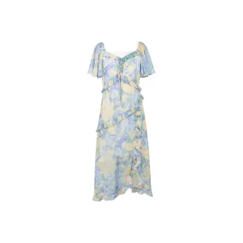 3COLOUR Short Sleeved Dress Women's Glacier Blue Floral