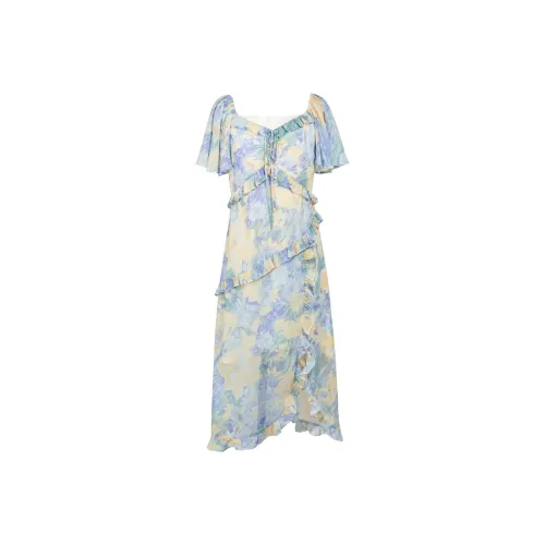 3COLOUR Short Sleeved Dress Women's Glacier Blue Floral