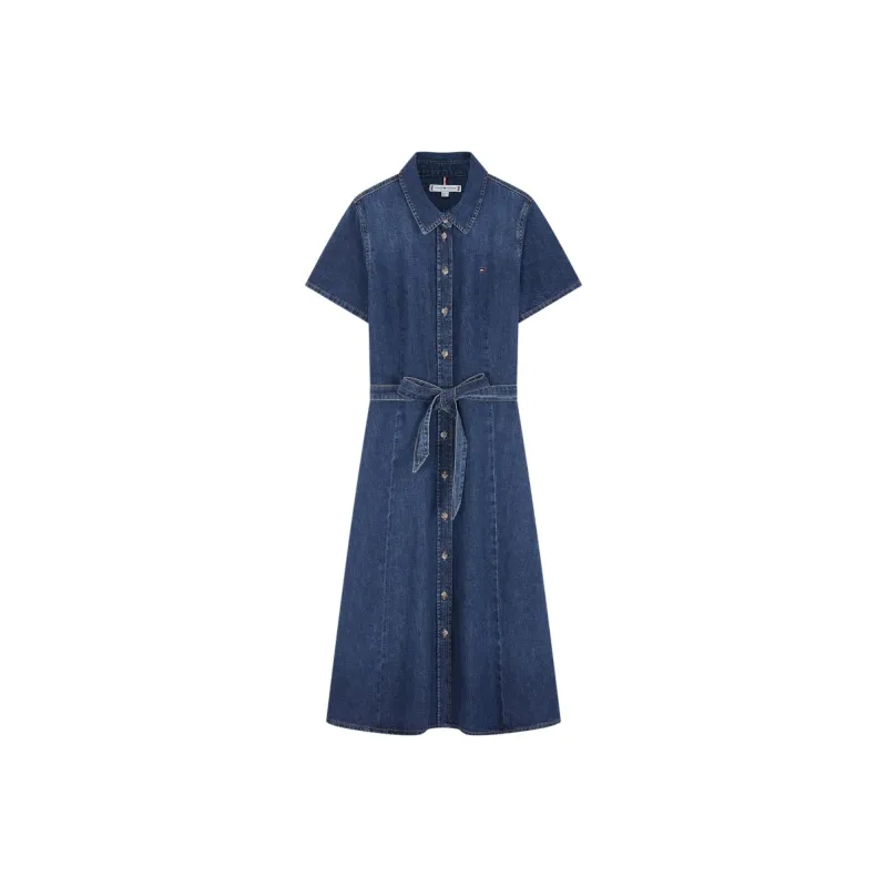 Tommy Hilfiger Short Sleeved Dresses Women's Denim Blue-0