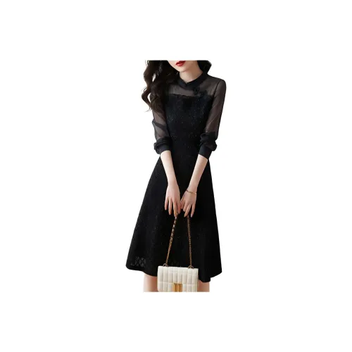 Mo Han Yi Mei Long Sleeved Dress Women's Black