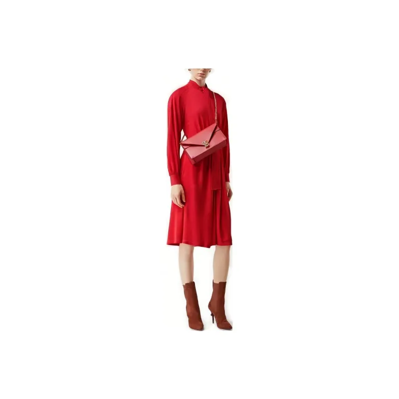 Burberry Long-Sleeved Dresses Women's Bright Red-0