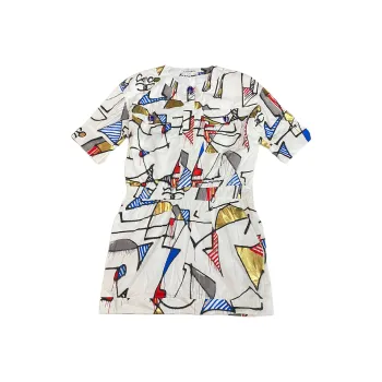CHANEL Short Sleeved Dress Women's White