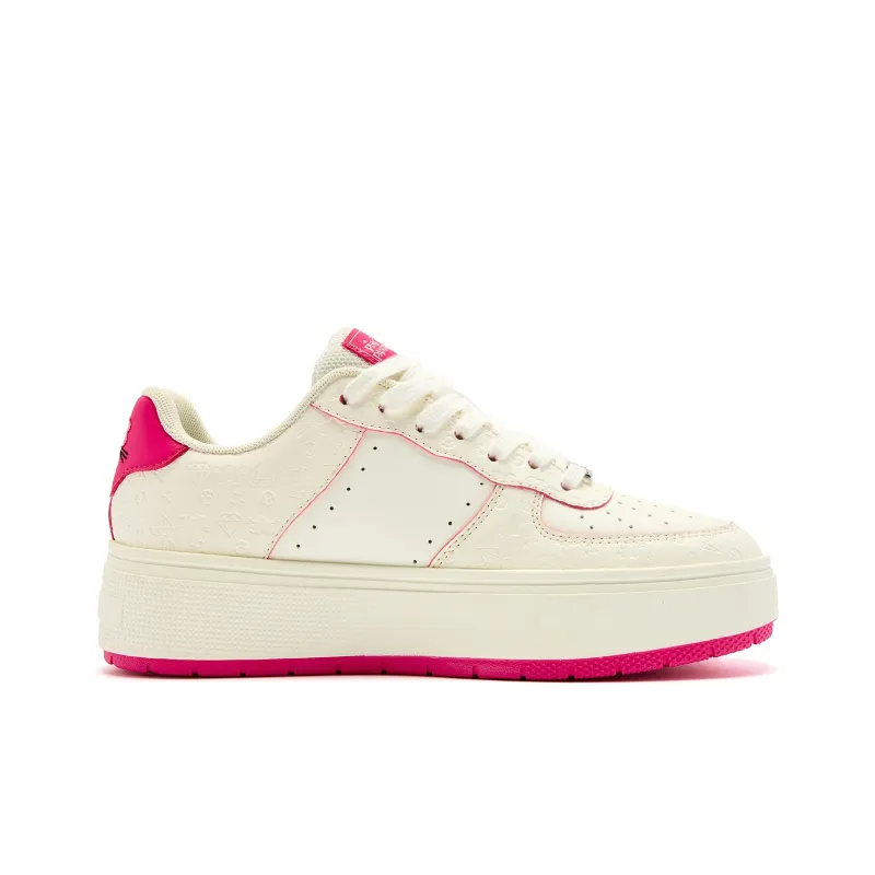 PINK PANTHER x QIAODAN Abrasion Resistant Slip Resistant Low Top Skateboard Shoes Women's Ivory White Smart Powder-2