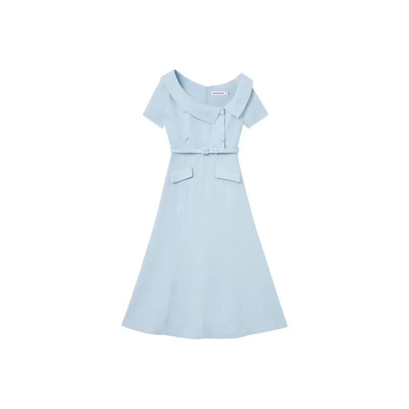 Self portrait Short Sleeved Dress Women's Misty Blue-0