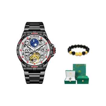 X GEAR Starry Series Mechanical Movement Stainless Steel Watchband Watch Men's Watches White Dial