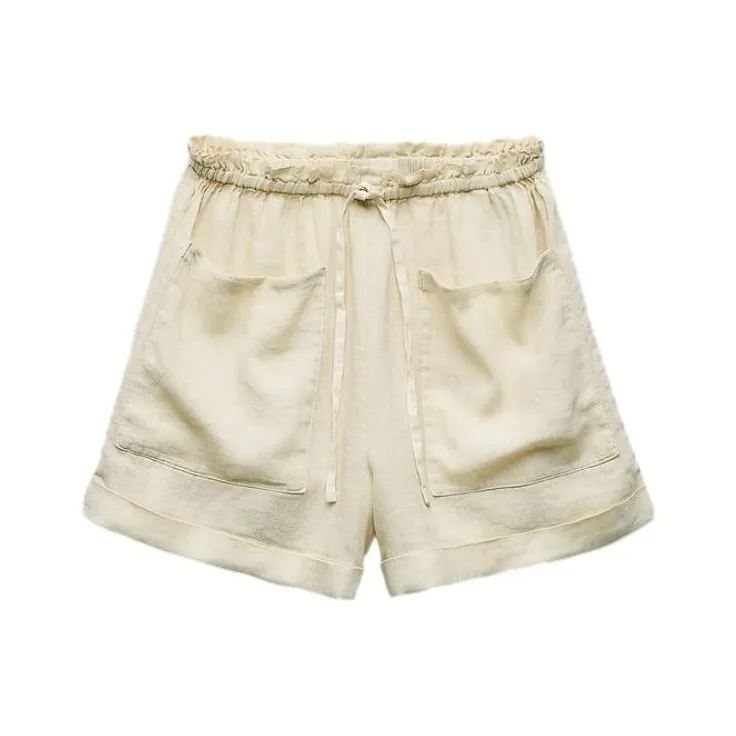 ZARA Casual Shorts Women's Light Yellow-0