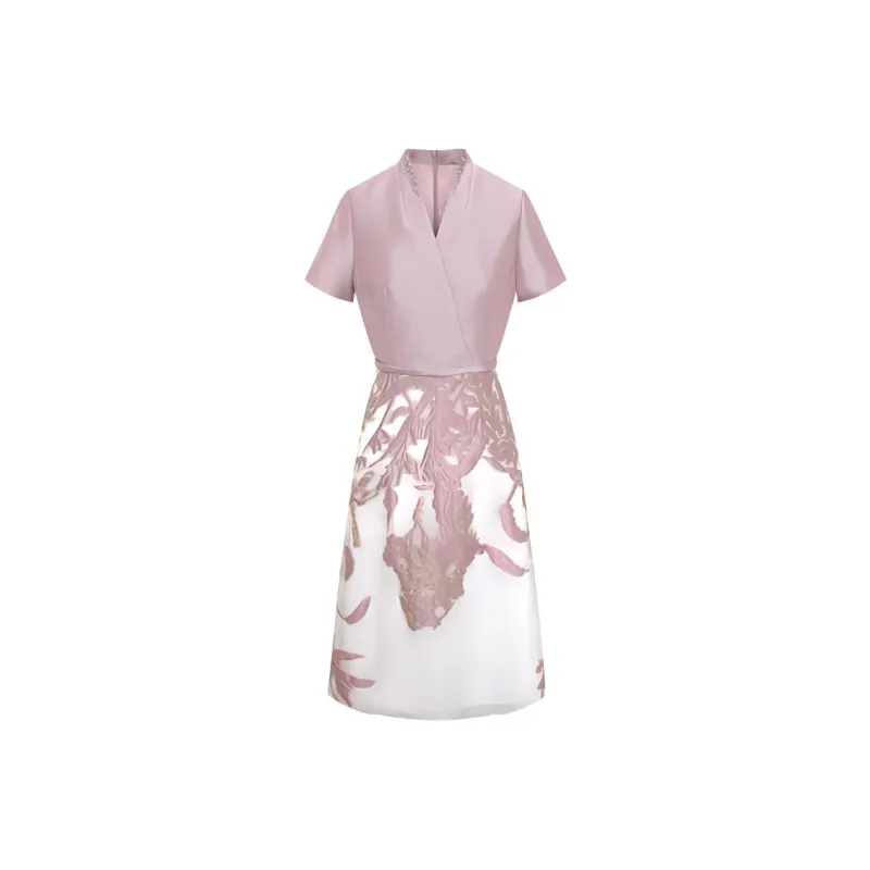 BBLLUUEE Short Sleeved Dress Women's Beauty Pink-0