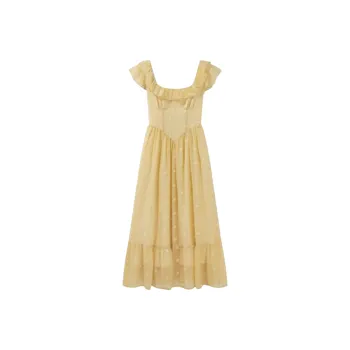 MTHE Short Sleeved Dress Women's Yellow
