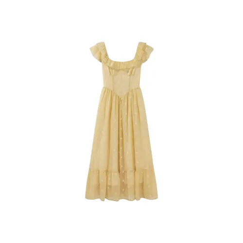 MTHE Short Sleeved Dress Women's Yellow