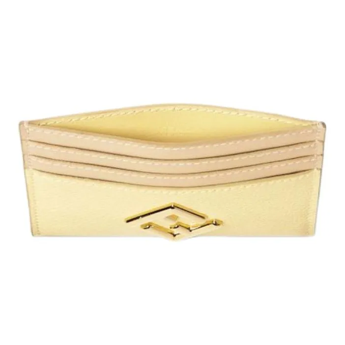 FENDI FF Diamonds Series Calfskin Card Holder Women's Yellow-2