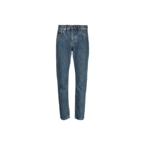 WARDROBE.NYC Cropped Washed Denim Jeans