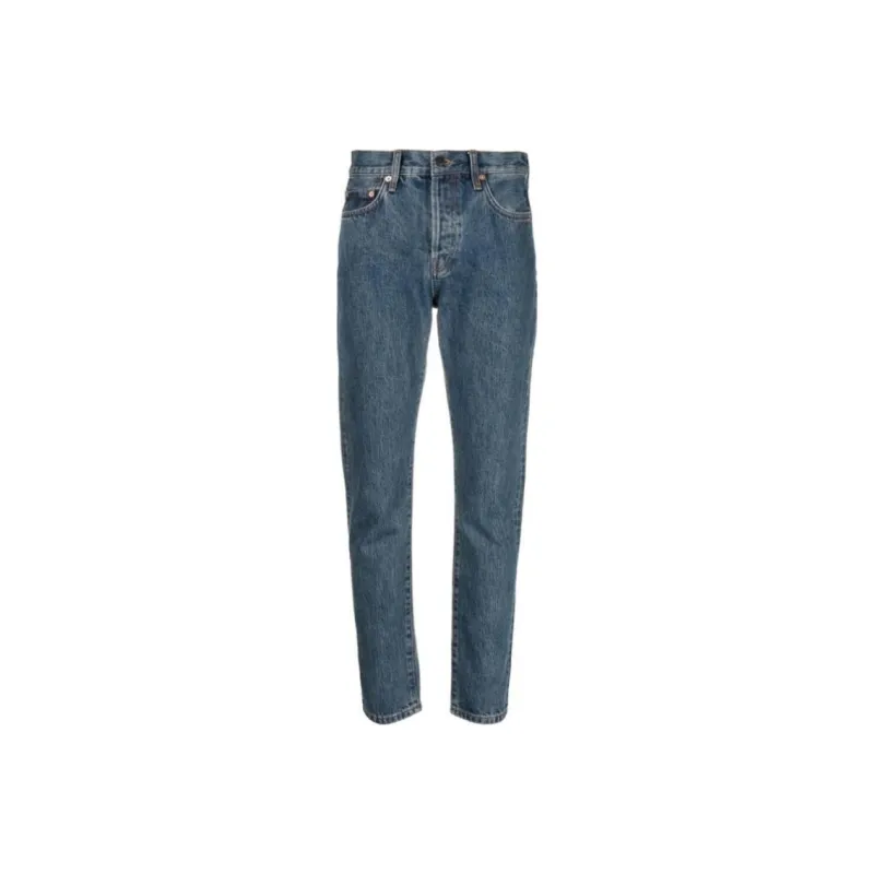 WARDROBE.NYC Cropped Washed Denim Jeans-0