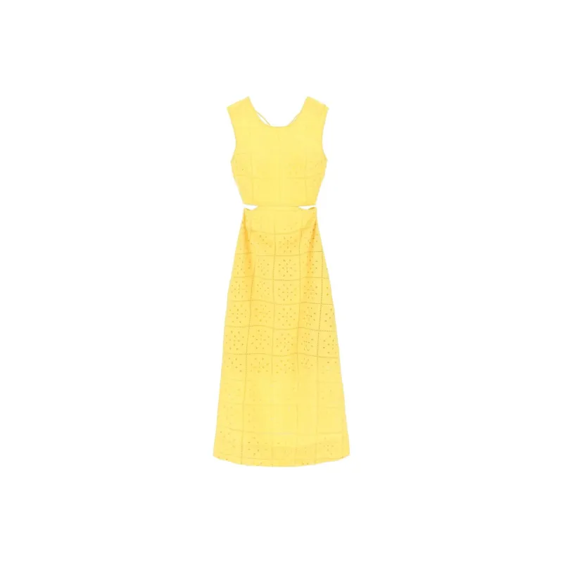 GANNI Broderie-anglaise Cotton Midi Dress-0