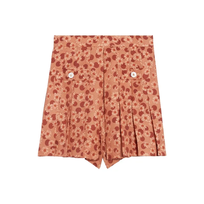 Sandro Casual Shorts Women's Brown Yellow-0