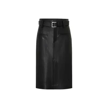 MOCO Leather Long Skirts Women's Black