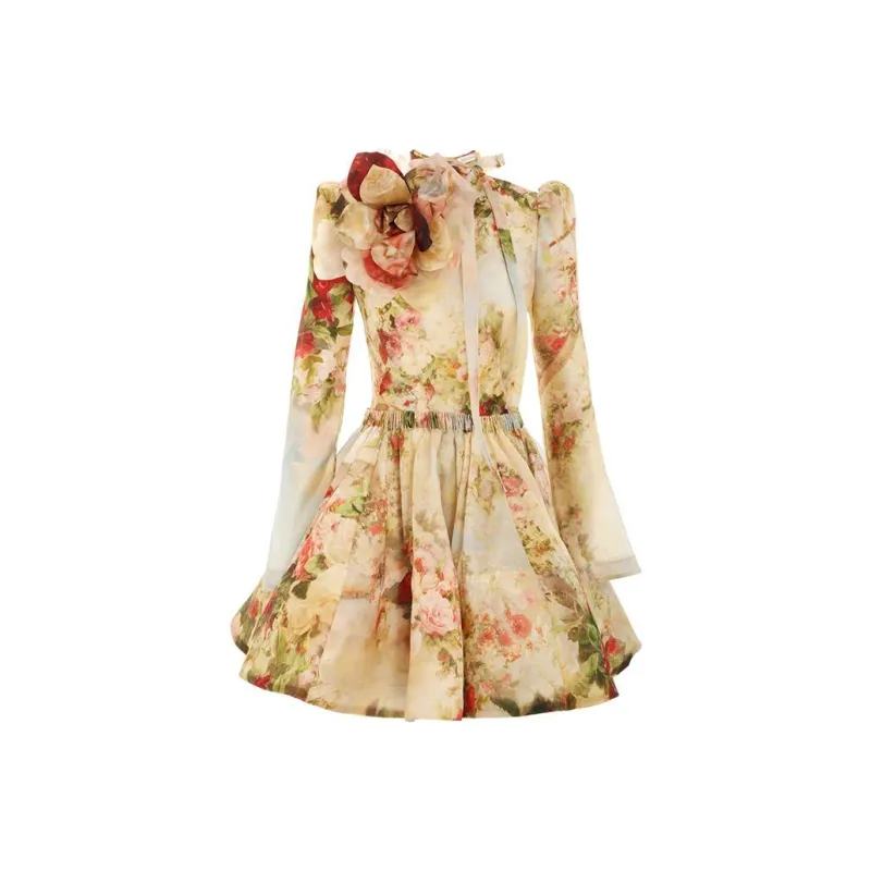 Zimmermann Floral-appliqué Silk Mini Dress-0
