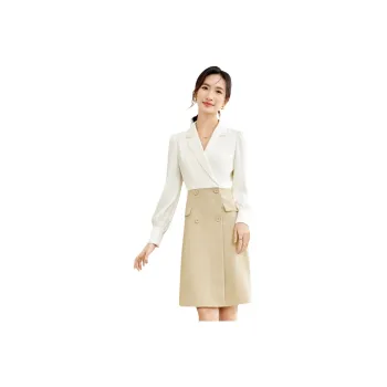 SENTUBILA Long Sleeved Dresses Women's White & Khaki
