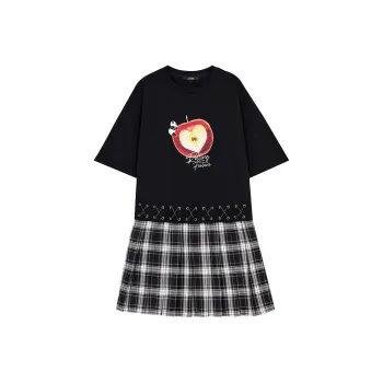 ELF SACK Short Sleeved Dress Women's Apple Black