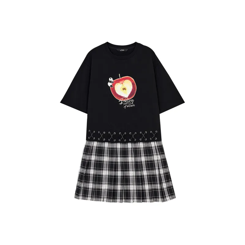 ELF SACK Short Sleeved Dress Women's Apple Black-0