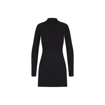 SKIMS SOFT LOUNGE TURTLENECK MINI DRESS Long Sleeved Dress Women's ONYX/Onyx