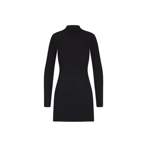 SKIMS SOFT LOUNGE TURTLENECK MINI DRESS Long Sleeved Dress Women's ONYX/Onyx