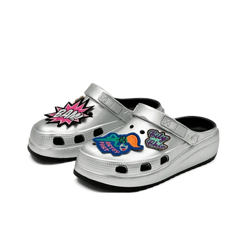 KLAOSD Clogs Unisex Black Full Silver-2