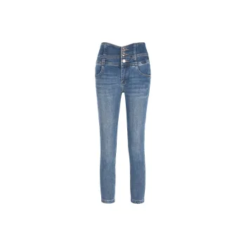 BASIC HOUSE Jeans Women's Blue Gray Velcro
