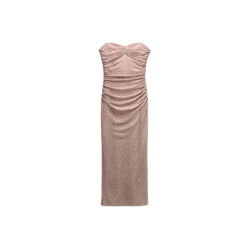 ZARA Sleeveless Dress Women's Brown Blue-0
