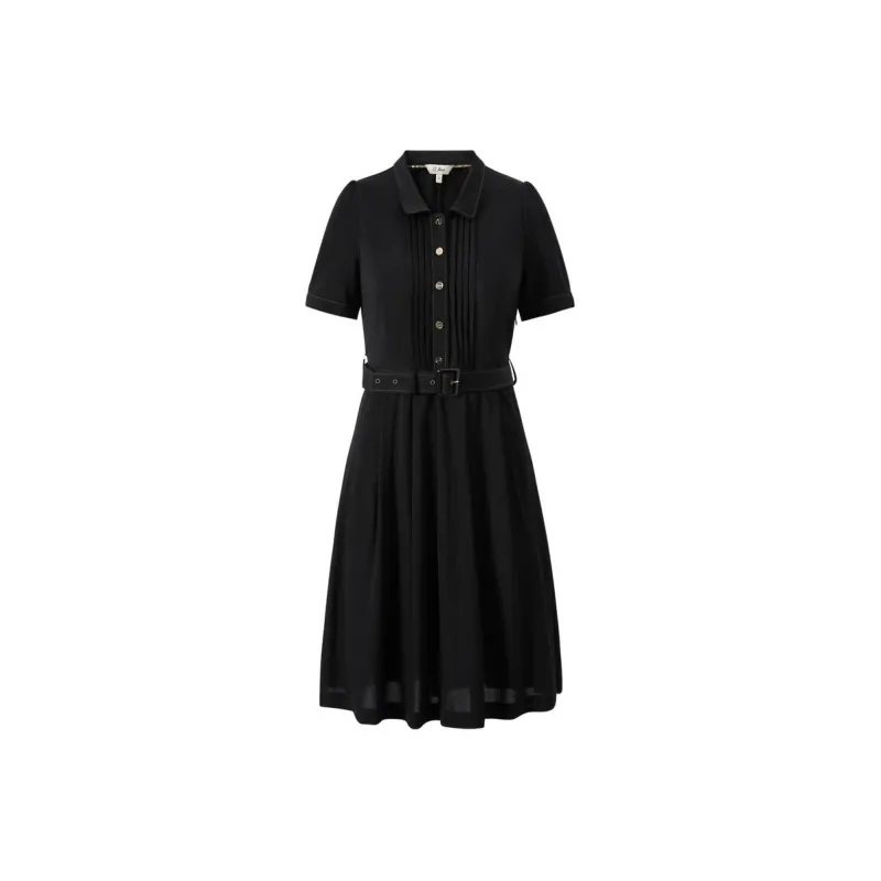 JZ Juzui Short Sleeved Dresses Women's Plain Black-0