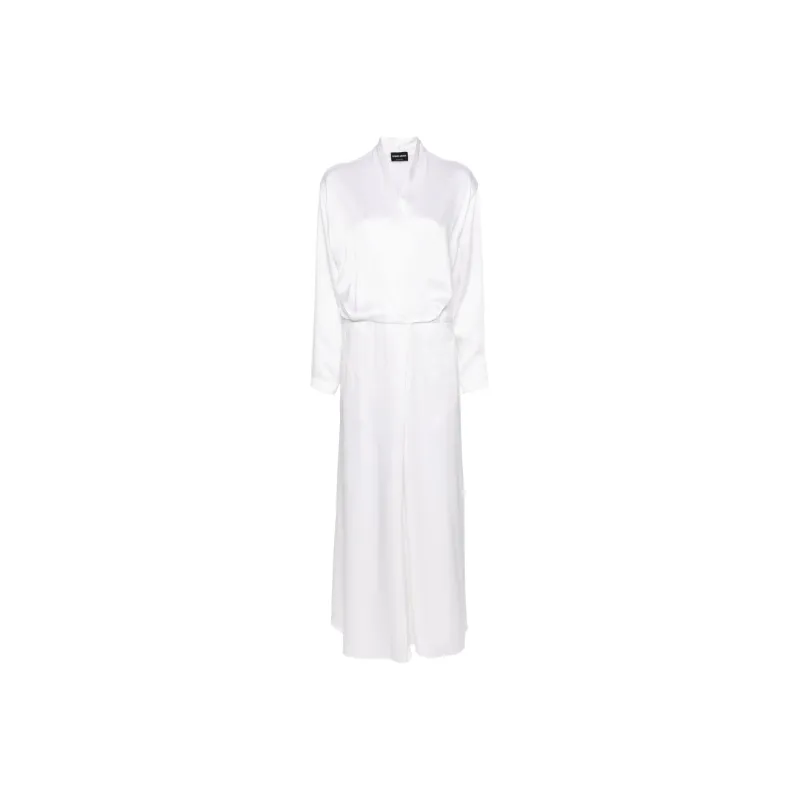 GIORGIO ARMANI Plunging V Neck Satin Gown-0
