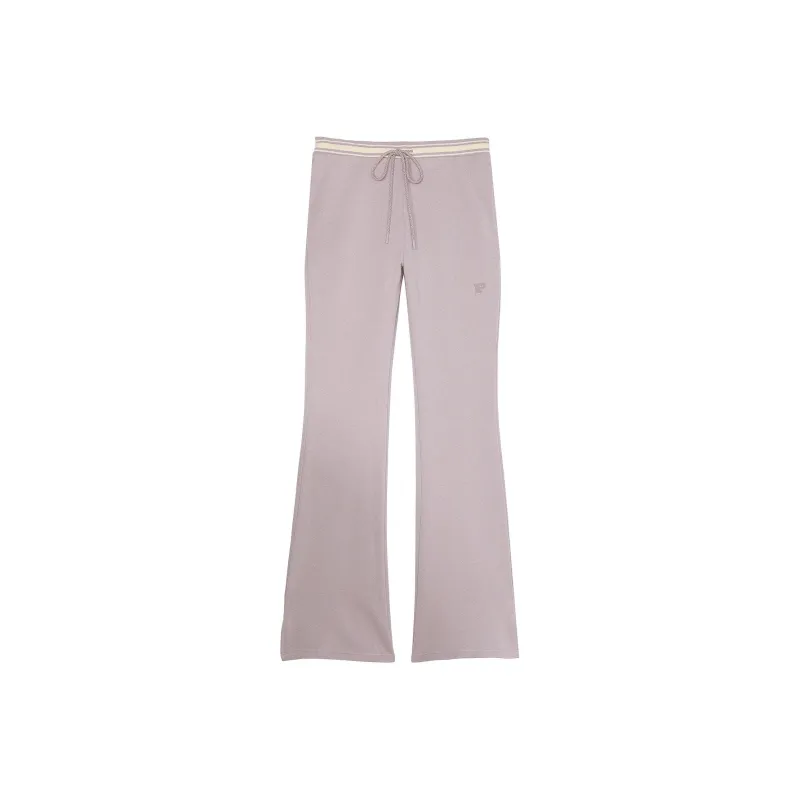 Victoria's Secret PINK Ivy Fleece Split-Hem Flare Sweatpants/Violet Ashes Knitted Sports Pants Women's Purple Gray-0