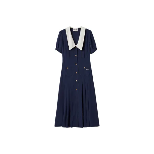 MIU MIU Short-Sleeved Raffiaes Women's Blue