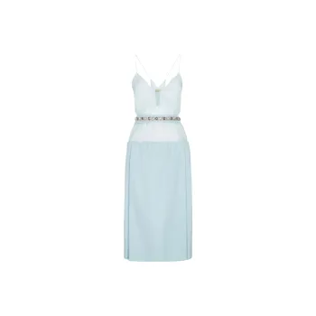 FENDI FW23 Slip Dresses Women's Light Blue