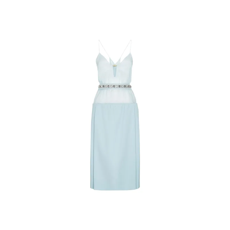 FENDI FW23 Slip Dresses Women's Light Blue-0