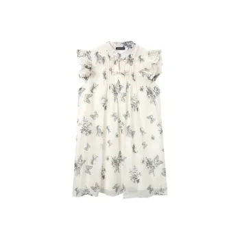 EIDOLON GRAIN Sleeveless Dresses Women's Flutter Sleeve Babydoll Dress